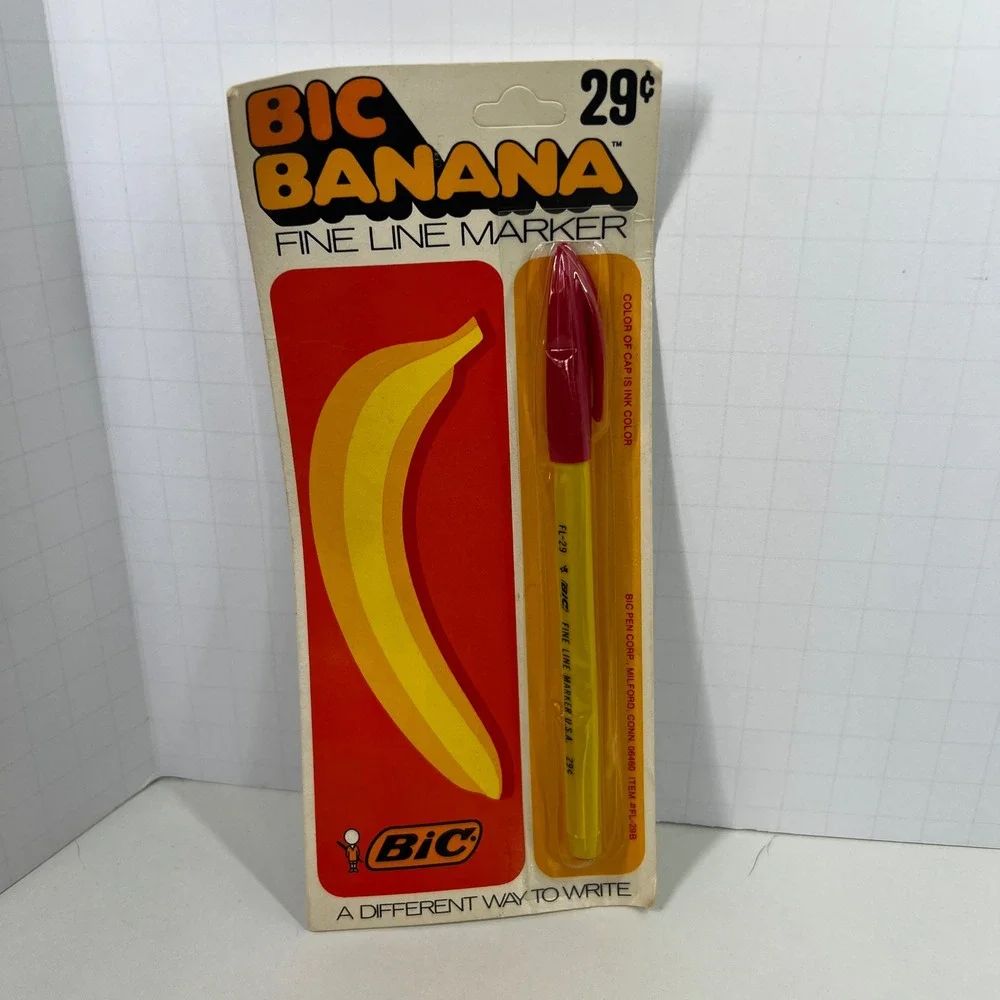 Vintage BIC Banana Fine Line Marker FL-29 Red Ink New Sealed 1970s Retro Pen